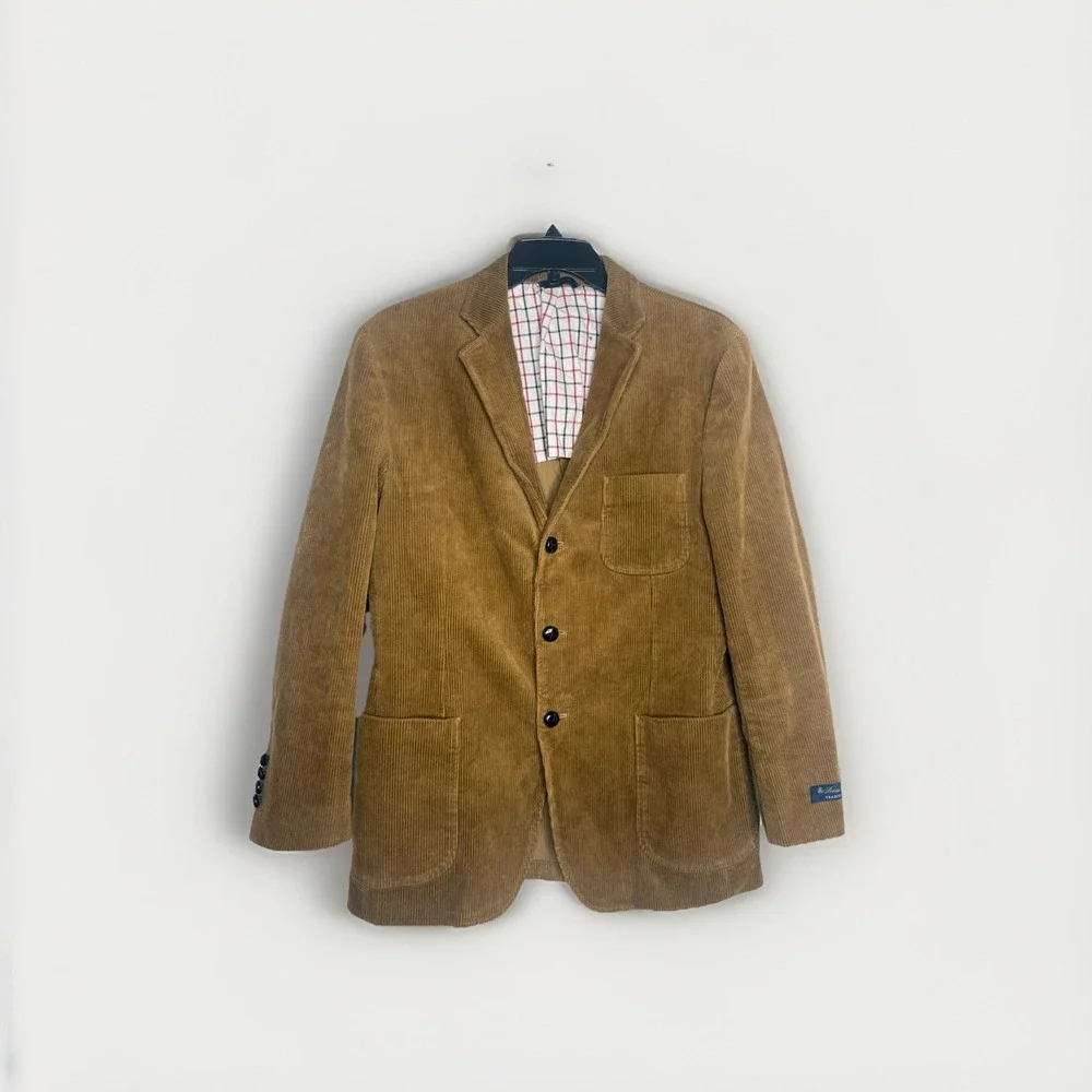 Brooks Brothers Traditional Fit Corduroy Brown Blazer Size 42R Preppy Quiet Lux